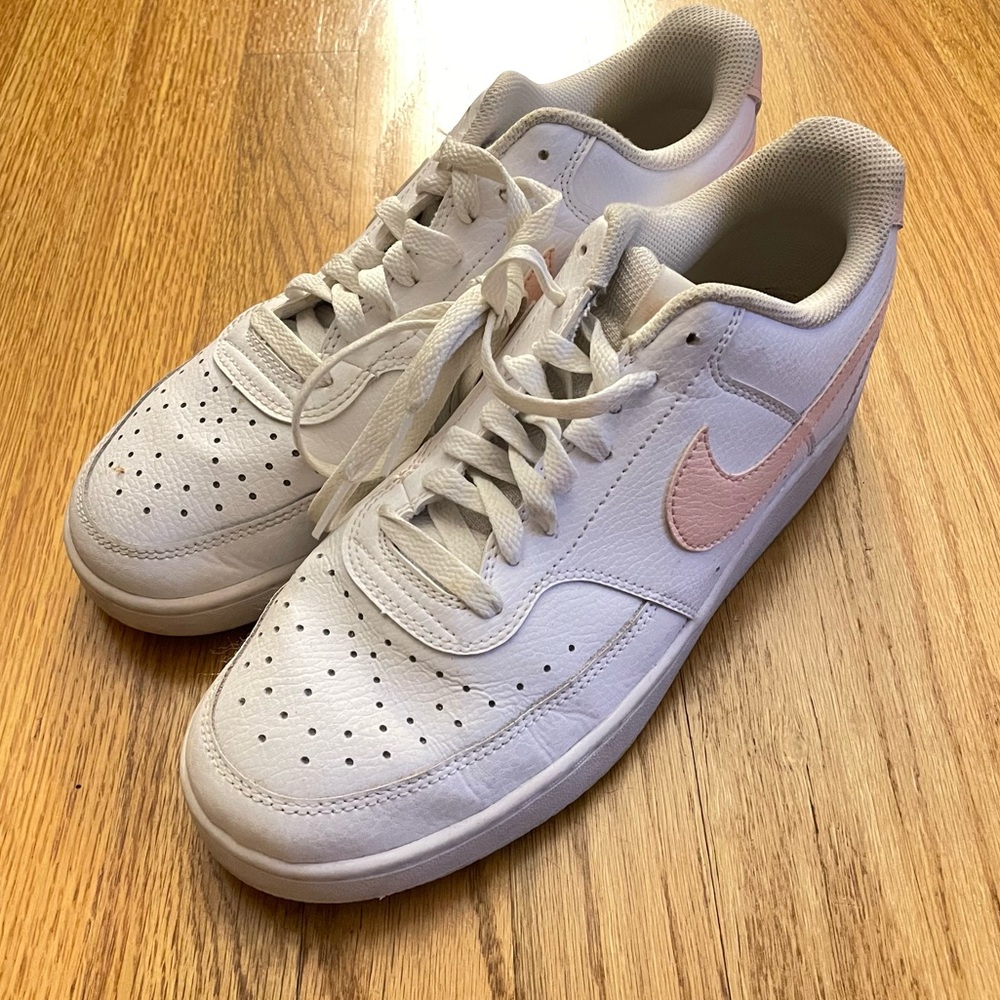 Nike Pink White Court Vision Low Sneakers Pink White
